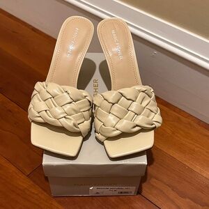 Marc Fisher Women's Tan Woven Mules